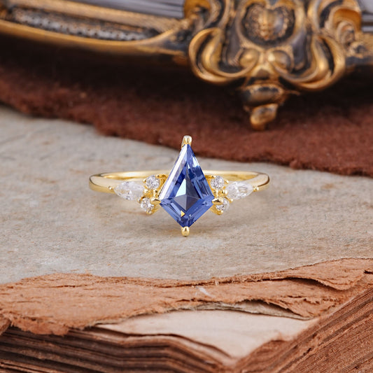 Classic 4 Prong Kite Cut Tanzanite Engagement Ring