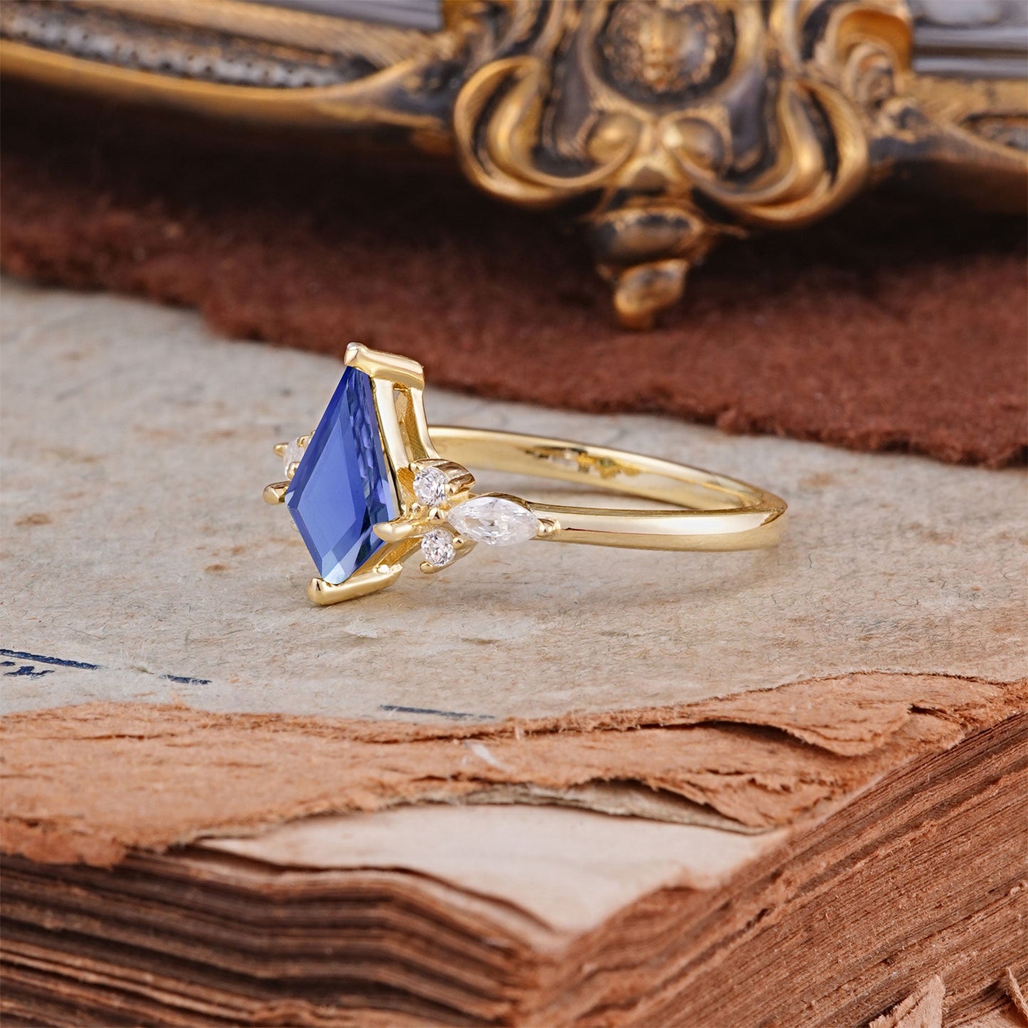 Classic 4 Prong Kite Cut Tanzanite Engagement Ring