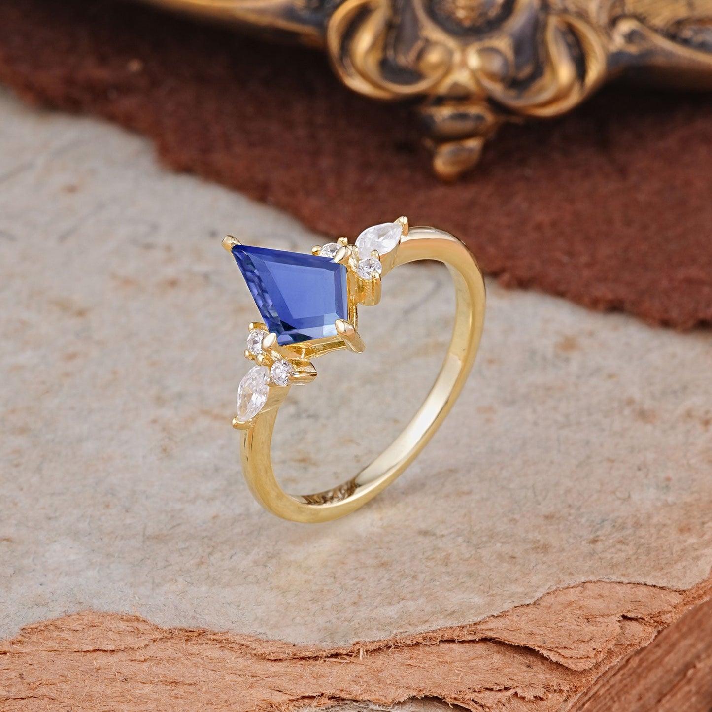 Classic 4 Prong Kite Cut Tanzanite Engagement Ring