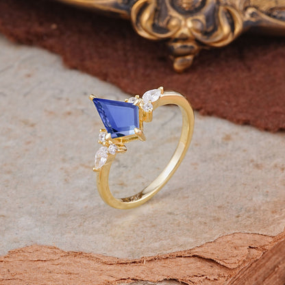 Classic 4 Prong Kite Cut Tanzanite Engagement Ring