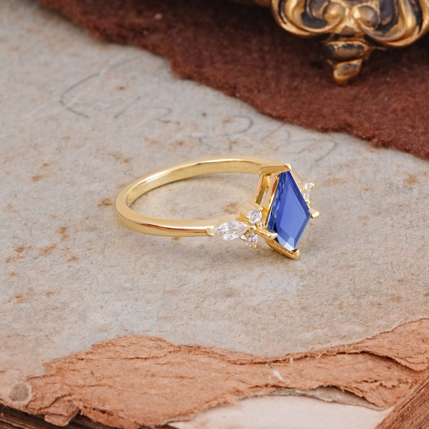 Classic 4 Prong Kite Cut Tanzanite Engagement Ring