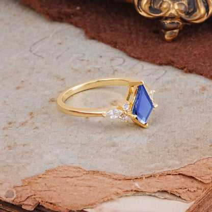Classic 4 Prong Kite Cut Tanzanite Engagement Ring