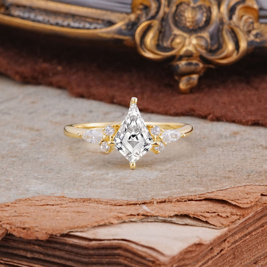 Classic 4 Prong Kite Cut Lab Diamond Engagement Ring