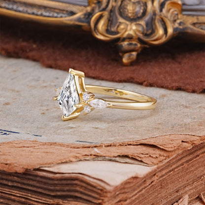 Classic 4 Prong Kite Cut Lab Diamond Engagement Ring