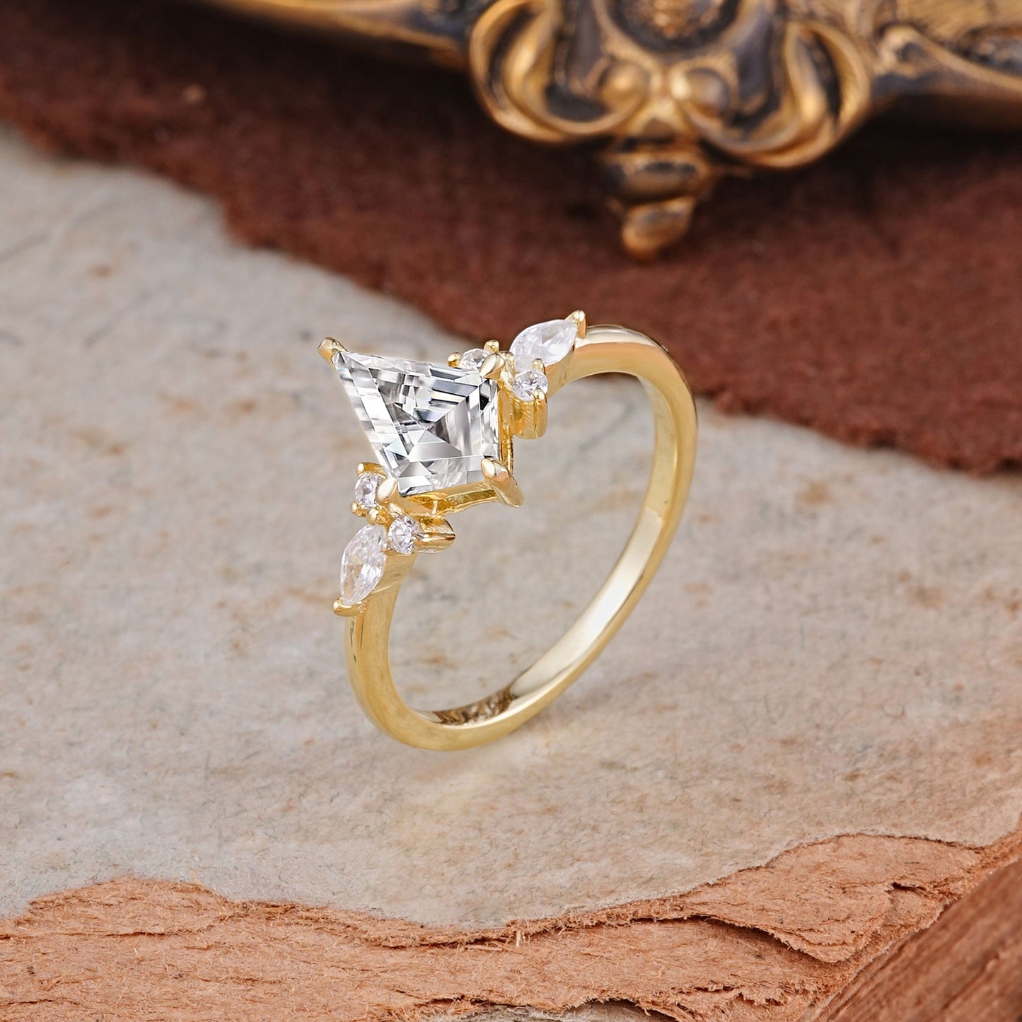 Classic 4 Prong Kite Cut Lab Diamond Engagement Ring