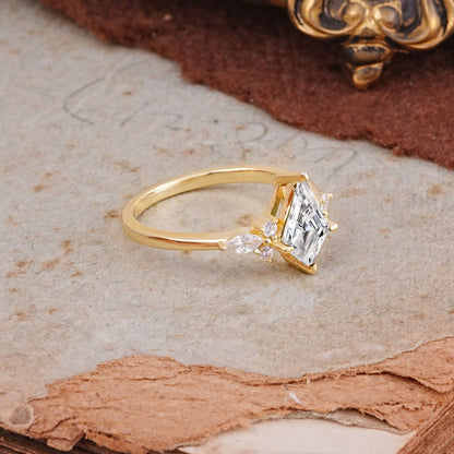 Classic 4 Prong Kite Cut Lab Diamond Engagement Ring