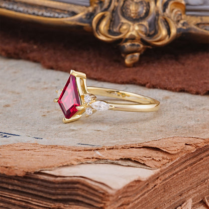 Classic 4 Prong Kite Cut Ruby Engagement Ring
