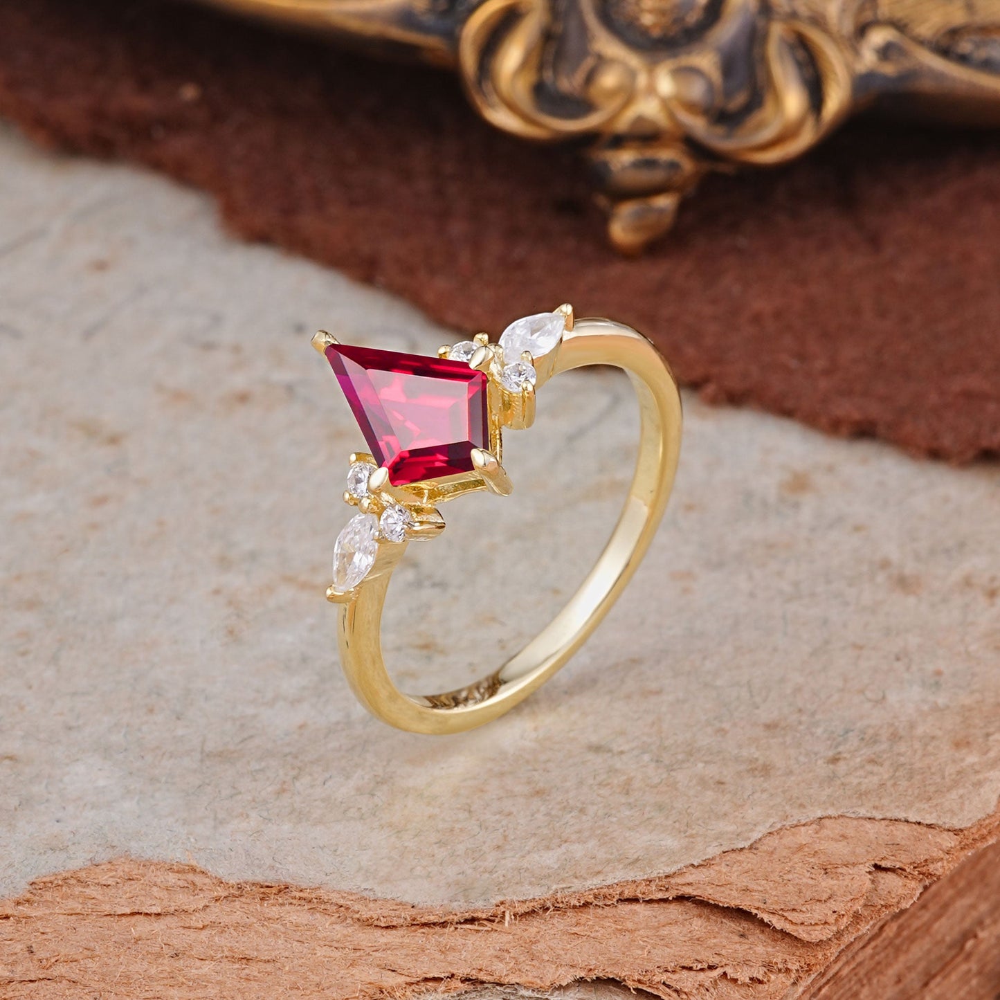 Classic 4 Prong Kite Cut Ruby Engagement Ring