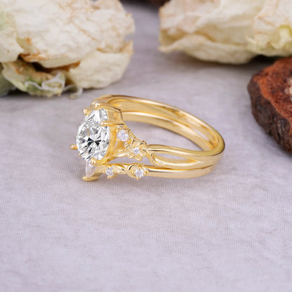 Art Nouveau 5-Prong Pear Cut Lab Diamond Ring