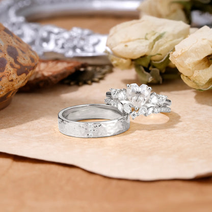Luxurious 3-Prong Heart-Cut Moissanite Engagement Couple Rings