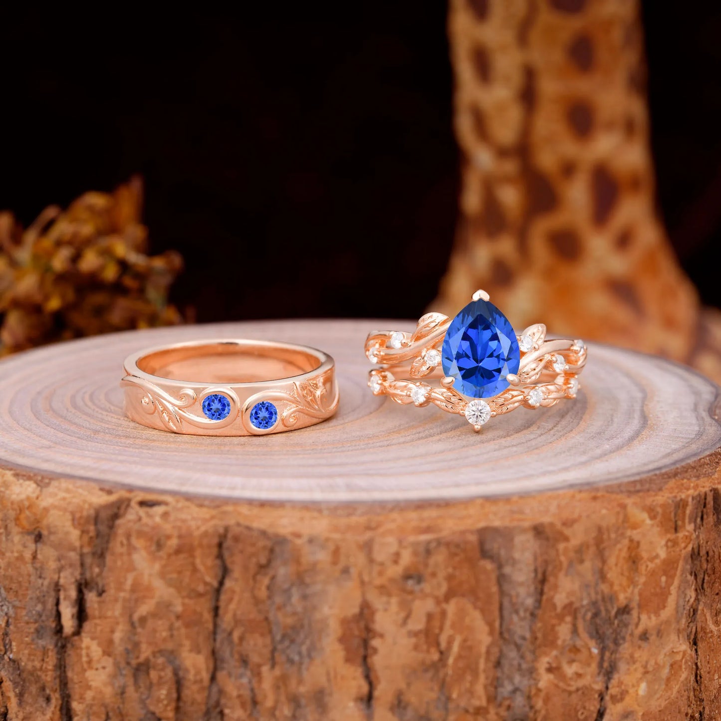 Luxury Retro 3-Prong Sapphire Promise Rings for Couples