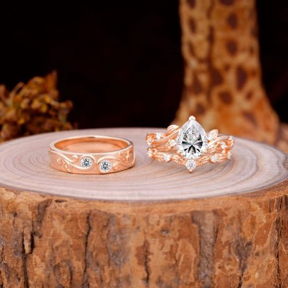 Luxury Retro 3-Prong Lab Diamond Promise Rings for Couples