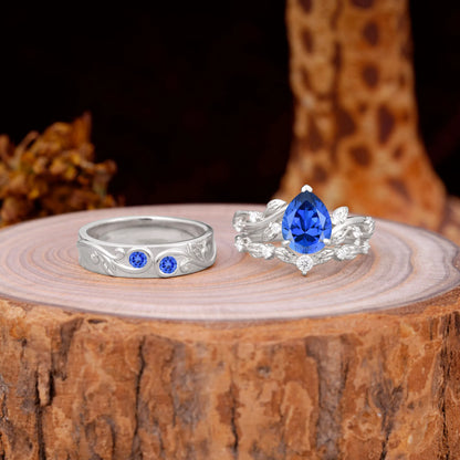 Luxury Retro 3-Prong Sapphire Promise Rings for Couples