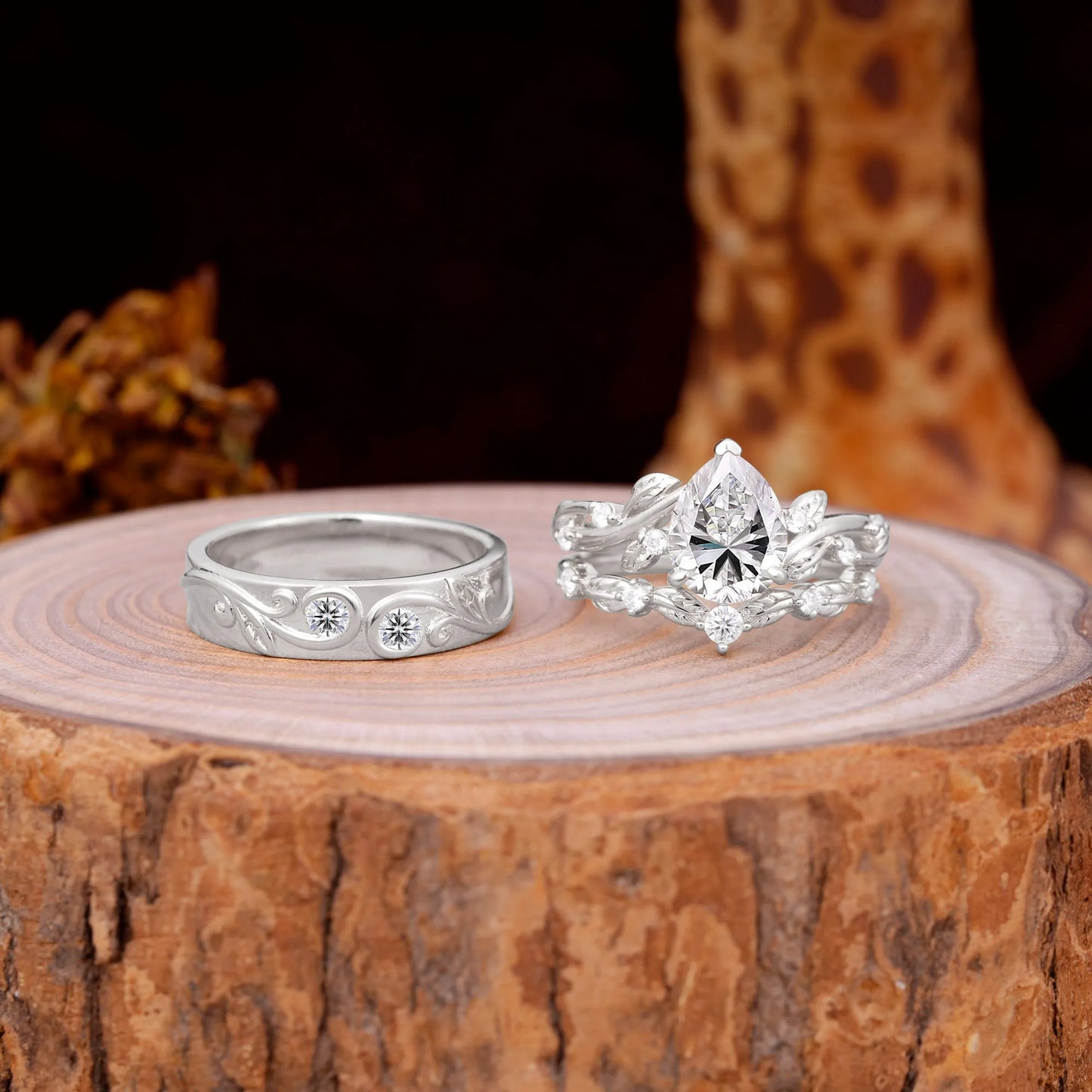 Luxury Retro 3-Prong Lab Diamond Promise Rings for Couples