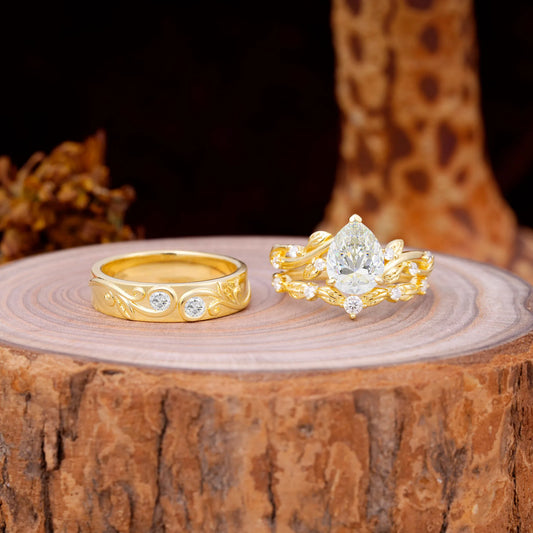 Luxury Retro 3-Prong Moissanite Promise Rings for Couples