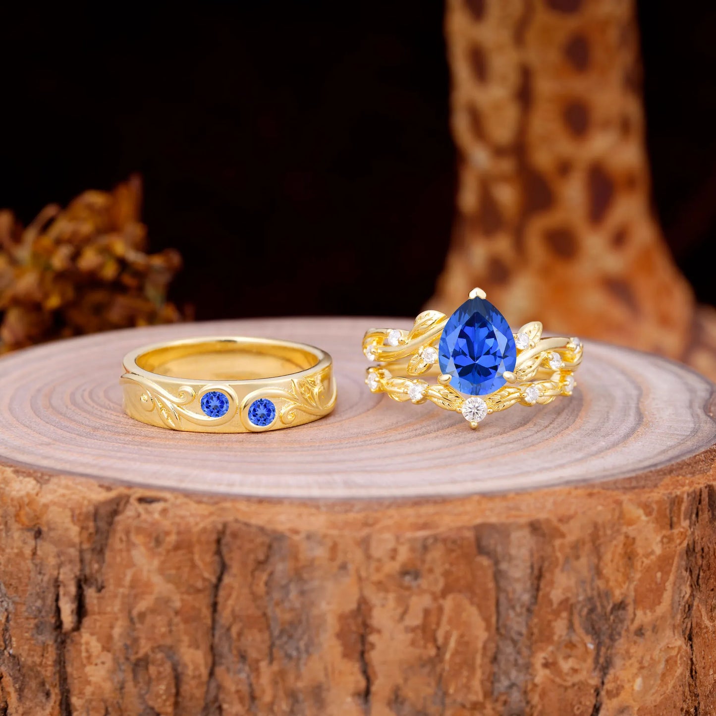 Luxury Retro 3-Prong Sapphire Promise Rings for Couples