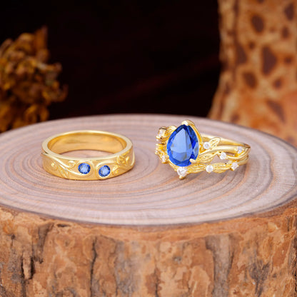 Luxury Retro 3-Prong Sapphire Promise Rings for Couples