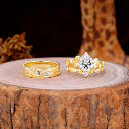 Luxury Retro 3-Prong Lab Diamond Promise Rings for Couples