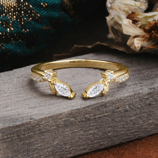 Crown Marquise Cut Moissanite Ring Wedding Ring