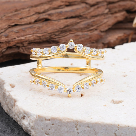Double Layer Moissanite Curved Wedding Ring