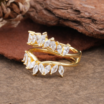 Nature Inspired Moissanite Curved Wedding Ring