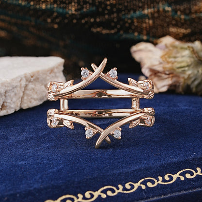 Leaf Branch Double Layer Open Moissanite Wedding Ring