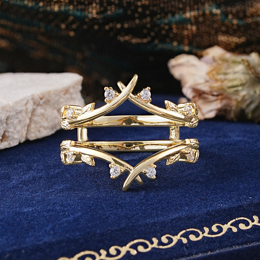 Leaf Branch Double Layer Open Moissanite Wedding Ring
