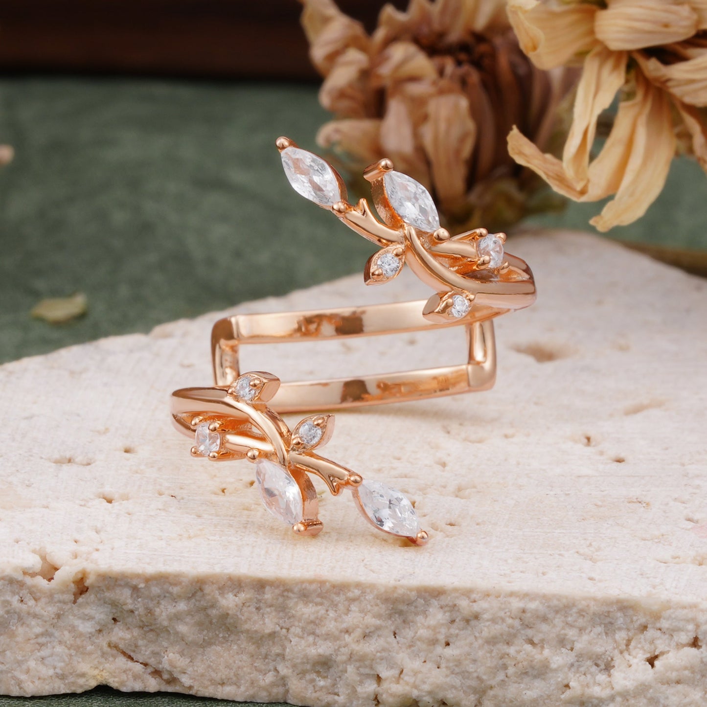 Nature Inspired Twig Branch Moissanite Spiral Wrap Wedding Ring
