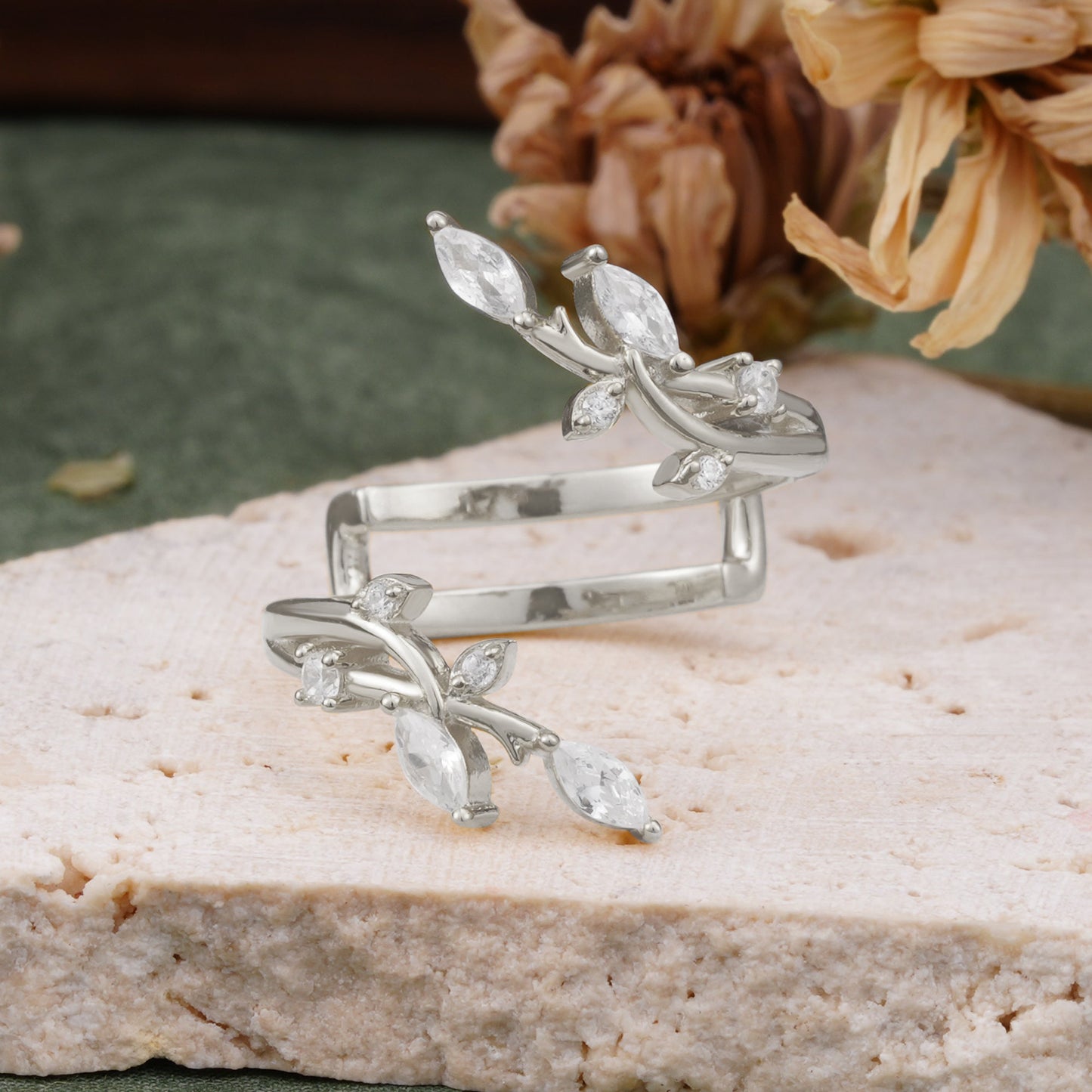 Nature Inspired Twig Branch Moissanite Spiral Wrap Wedding Ring