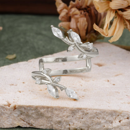 Nature Inspired Twig Branch Moissanite Spiral Wrap Wedding Ring