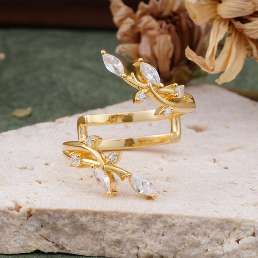 Nature Inspired Twig Branch Moissanite Spiral Wrap Wedding Ring