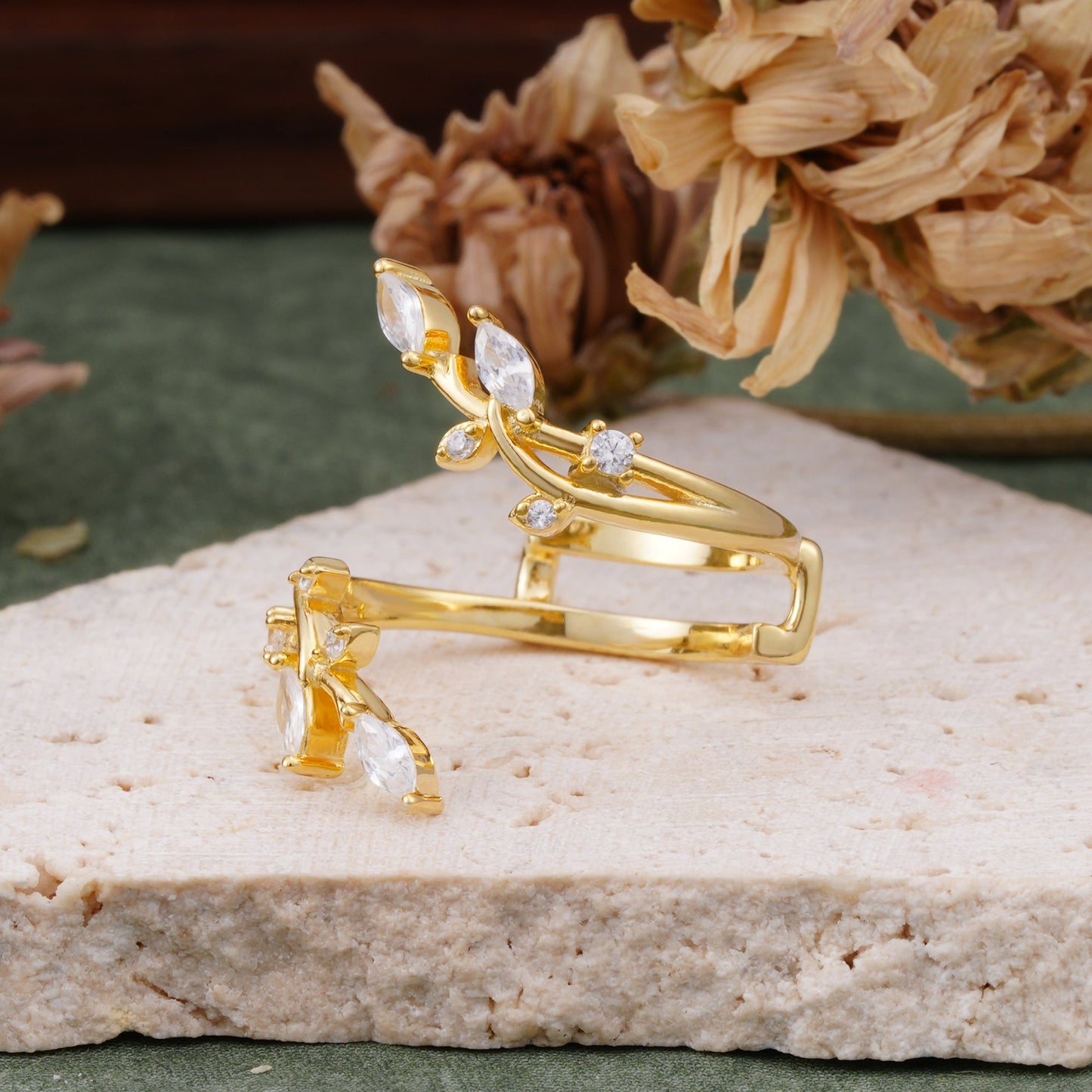 Nature Inspired Twig Branch Moissanite Spiral Wrap Wedding Ring