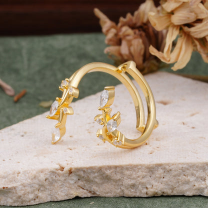 Nature Inspired Twig Branch Moissanite Spiral Wrap Wedding Ring
