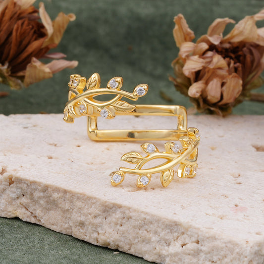 Nature Inspired Leaf Branch Moissanite Wedding Ring