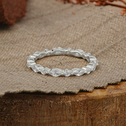 Vintage Marquise & Round Moissanite Full Eternity Wedding Ring
