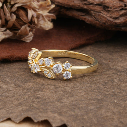 Nature Inspired Laurel Wreath Moissanite Stacking Wedding Ring