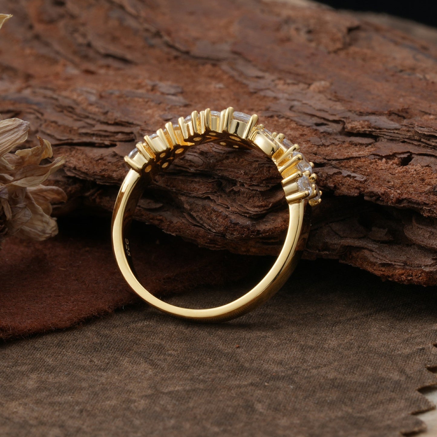 Nature Inspired Laurel Wreath Moissanite Stacking Wedding Ring
