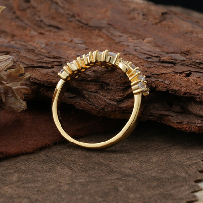 Nature Inspired Laurel Wreath Moissanite Stacking Wedding Ring