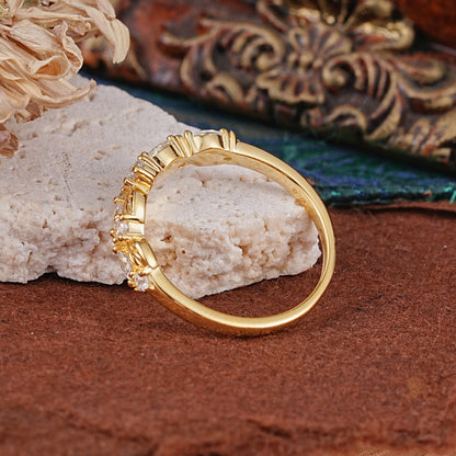Vintage Nature Inspired Twisted Vine Leaf Moissanite Full Eternity Wedding Ring