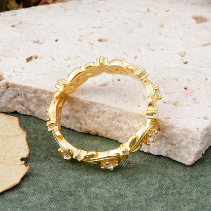 Vintage Nature Inspired Interwoven Twig Moissanite Stacking Wedding Ring