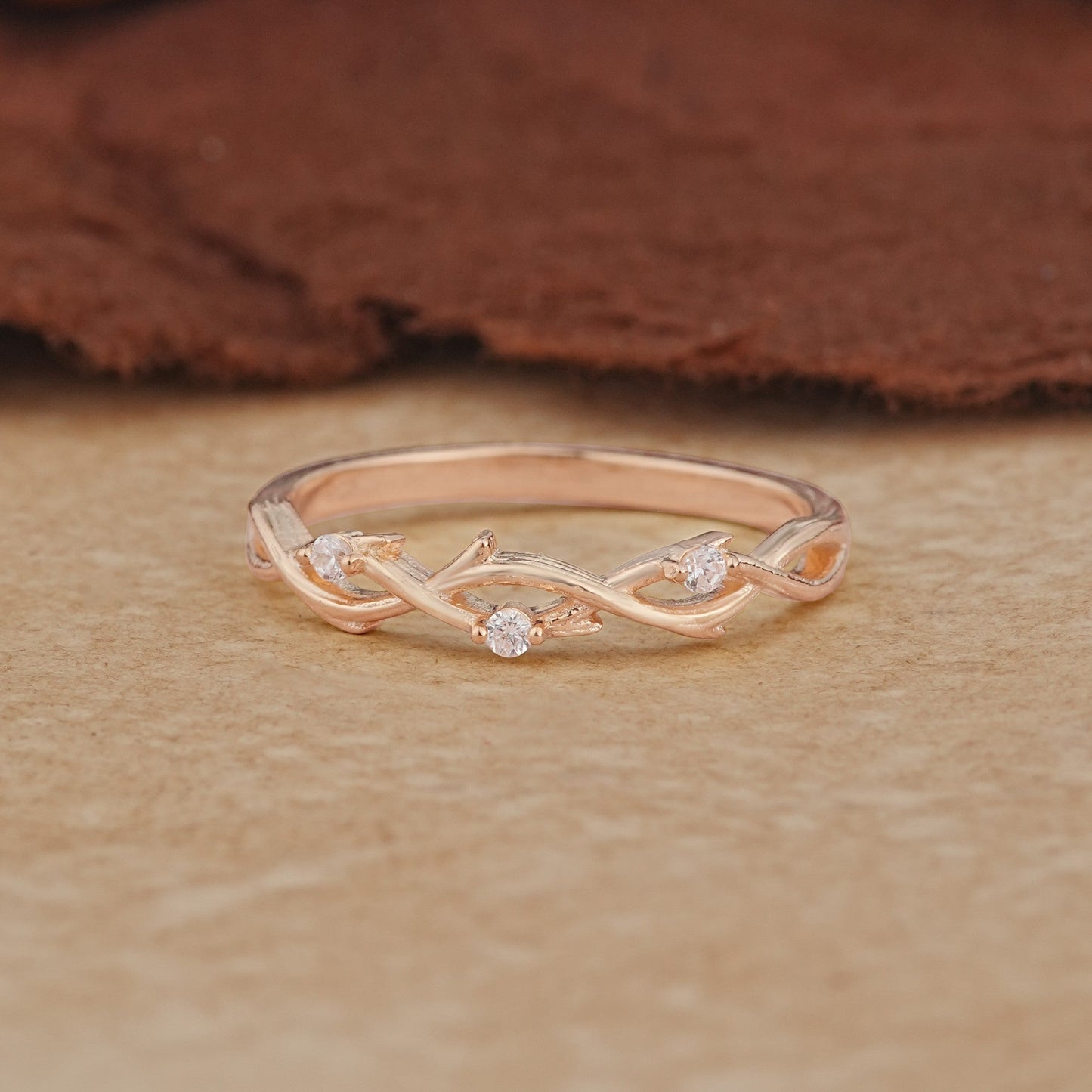 Nature Inspired Infinity Braided Moissanite Full Eternity Wedding Ring