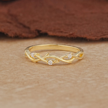 Nature Inspired Infinity Braided Moissanite Full Eternity Wedding Ring