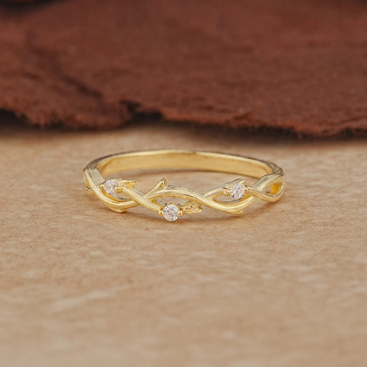Nature Inspired Infinity Braided Moissanite Full Eternity Wedding Ring