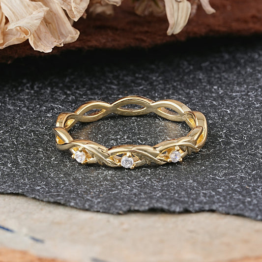 Vintage Infinity Braided Moissanite Full Eternity Wedding Band