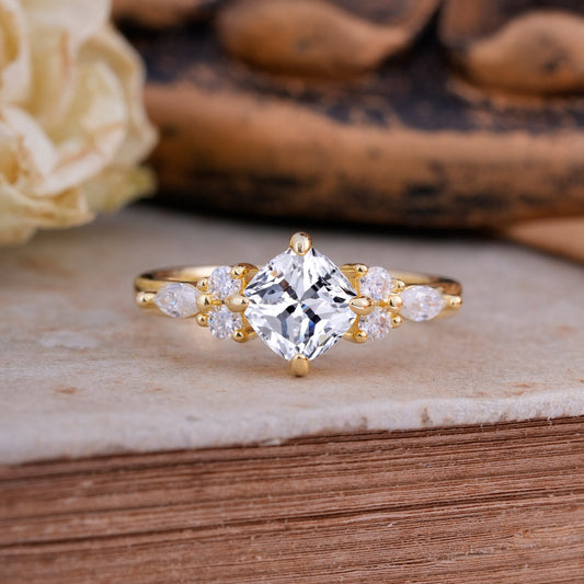 Classic Elegant 4-Prong Princess Cut Lab Diamond Engagement Ring