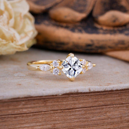 Classic Elegant 4-Prong Princess Cut Lab Diamond Engagement Ring