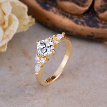 Classic Elegant 4-Prong Princess Cut Lab Diamond Engagement Ring