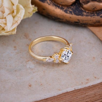Classic Elegant 4-Prong Princess Cut Lab Diamond Engagement Ring