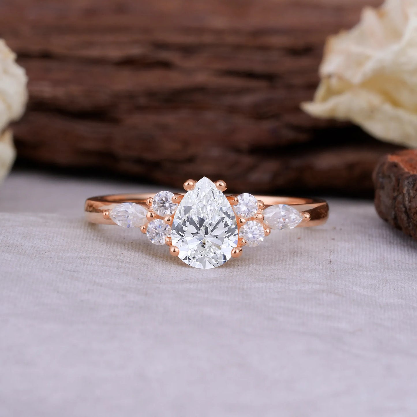 Sophisticated 4-Prong Pear-Cut Lab Diamond Promise Ring