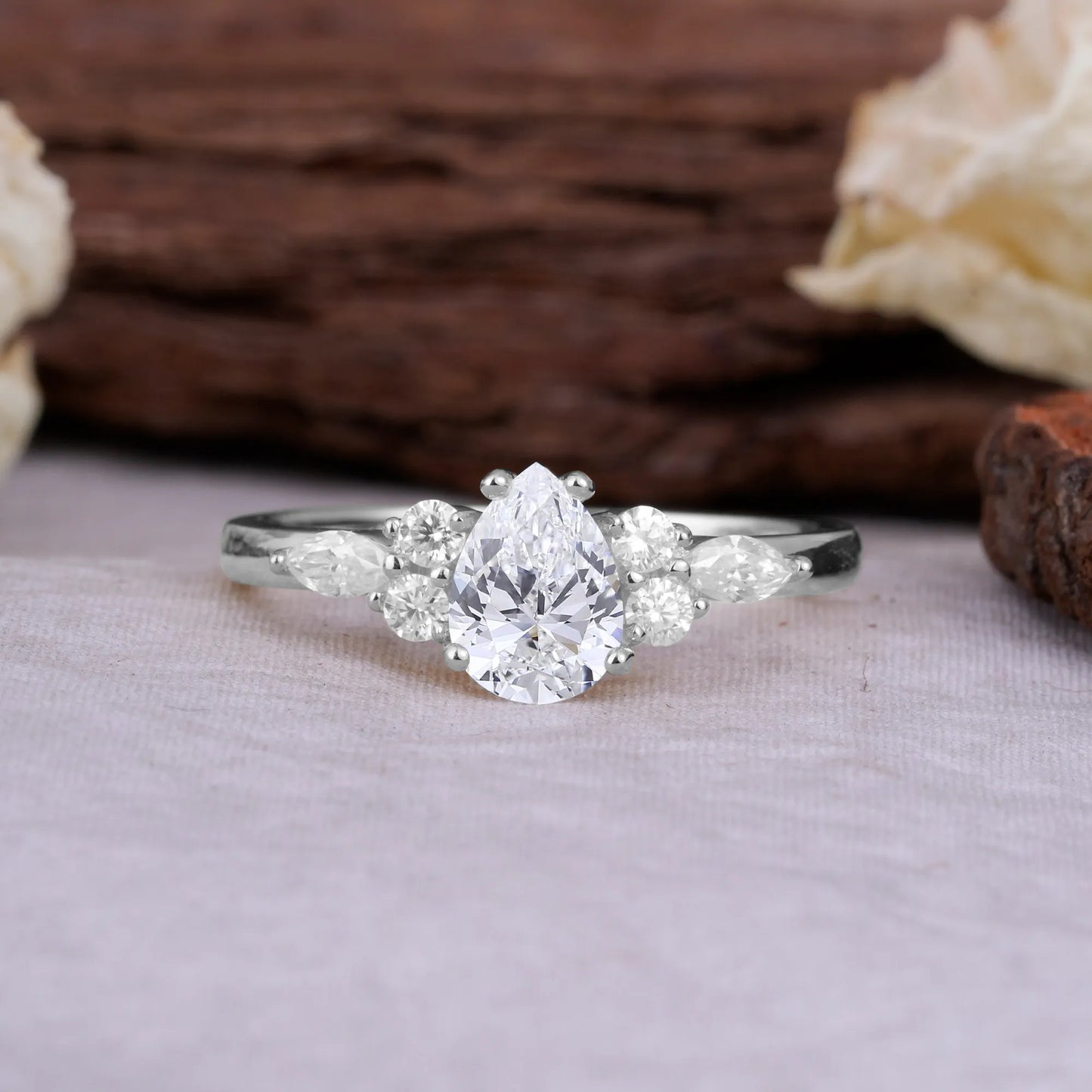 Sophisticated 4-Prong Pear-Cut Lab Diamond Promise Ring